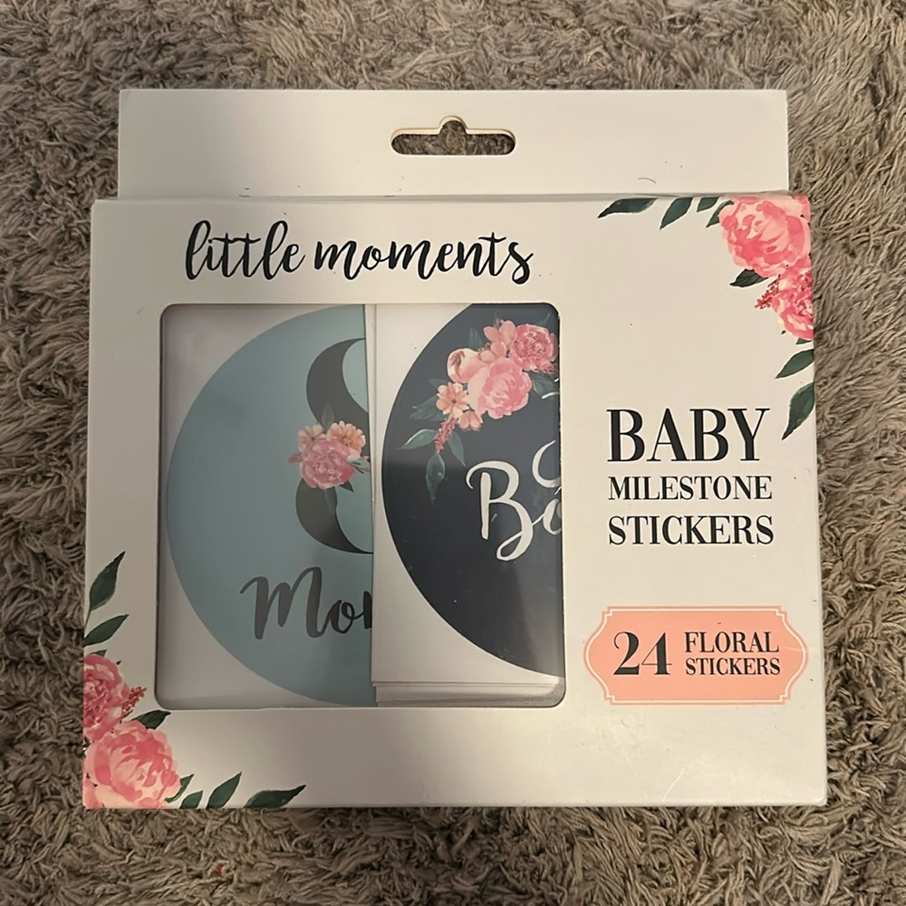 Little moments, baby milestone floral stickers